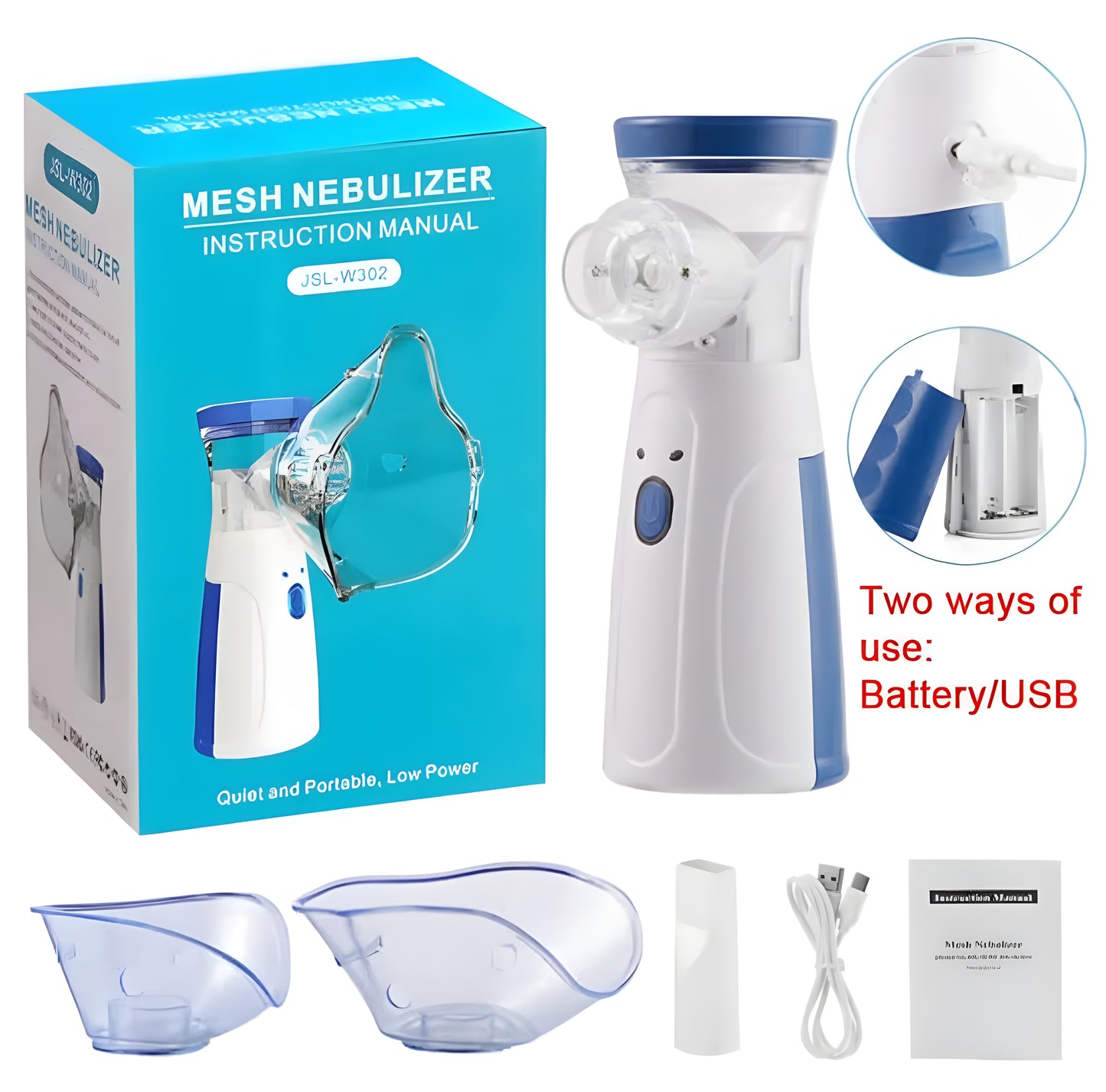 •Portable Mesh Nebulizer for Kids & Adults Available With Mask•
